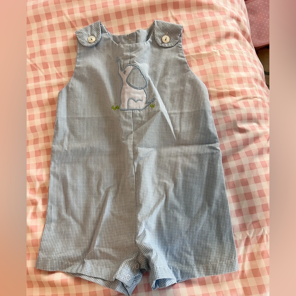 Petit Ami Light Blue Gingham Romper